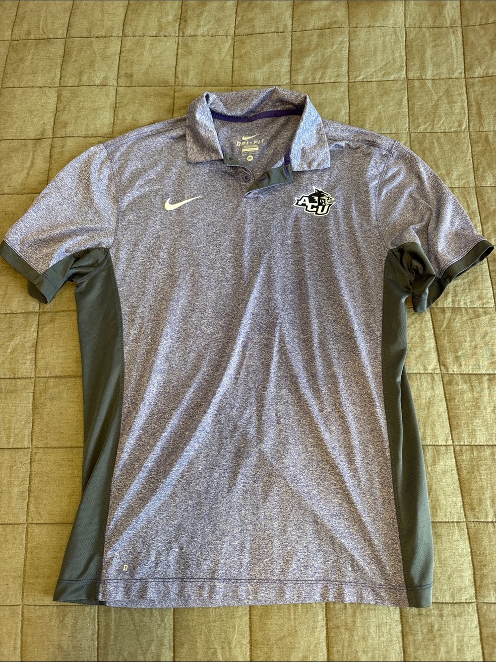 Nike Menโs Heathered Purple and Dark Gray ACU Performance Polo